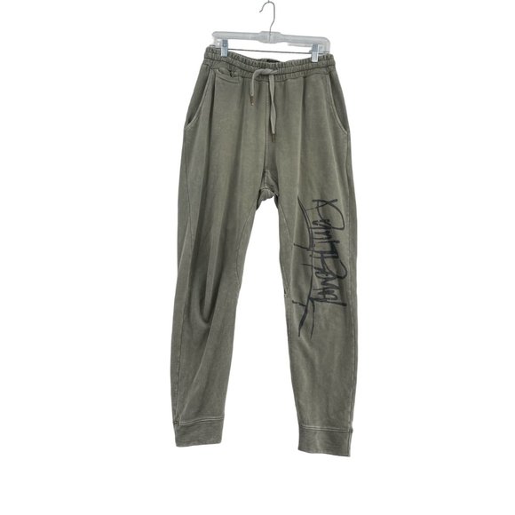 Punk Royal Jogger Sweatpants Men's‎ Size Large Green Acid Wash Graphic Print - Picture 1 of 11